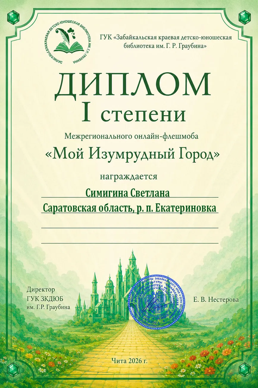 69 Диплом 1 степени Симигина